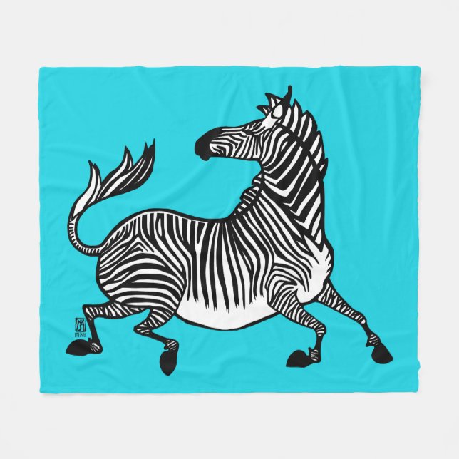 Zebra 4 Fleece Blanket (Front (Horizontal))