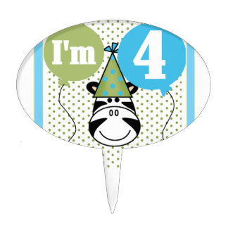 Zebra 4th Birthday Cake Topper