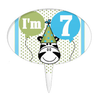 Zebra 7th Birthday Cake Topper