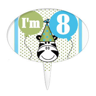 Zebra 8th Birthday Cake Topper