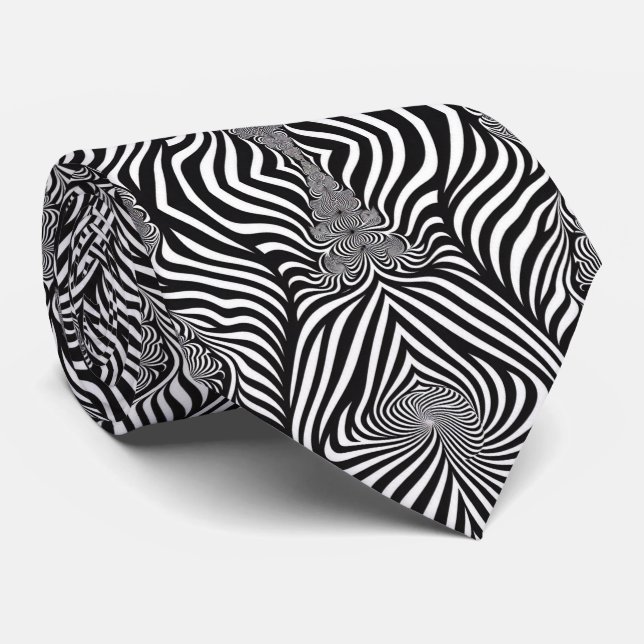Zebra Abstract B&W Neck Tie (Rolled)