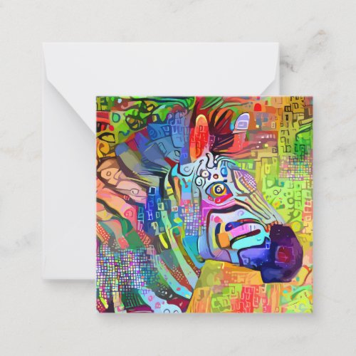 Zebra Abstract Impressionist Portrait Painting Note Card