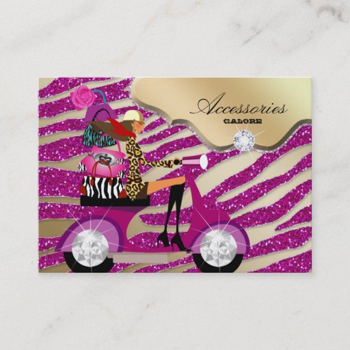 Customizable Zebra Accessories Purse Jewelry Hot Pink Sparkle Business Card Templates