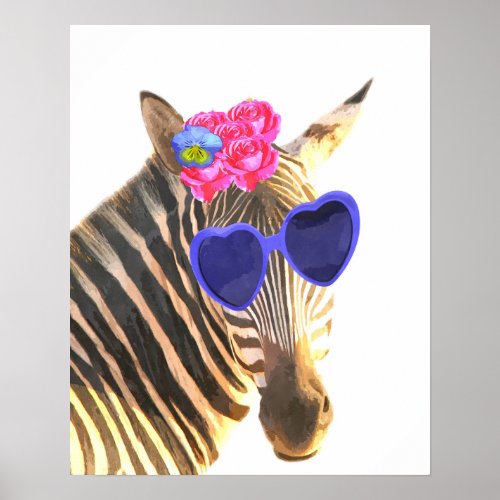 Zebra adorable african animal nursery baby room poster