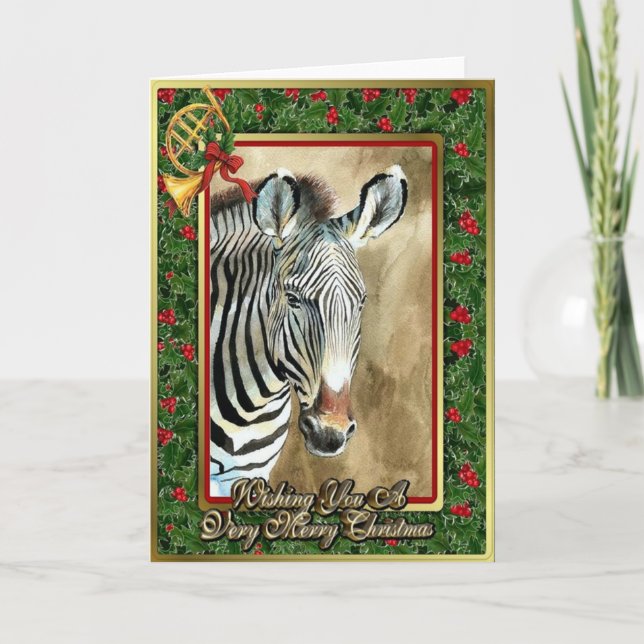 Zebra African Animal Blank Christmas Card (Front)
