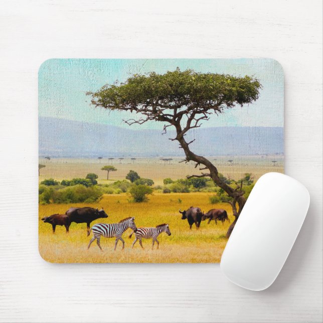 Zebra African Savanna Animals Travel Outdoor Mouse Pad (With Mouse)