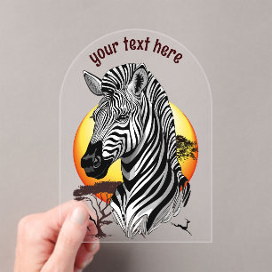 Zebra African Savanna Wild Animal Acrylic Invitations