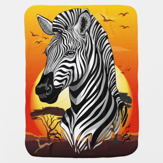 Zebra African Savanna Wild Animal Baby Blanket (Front)