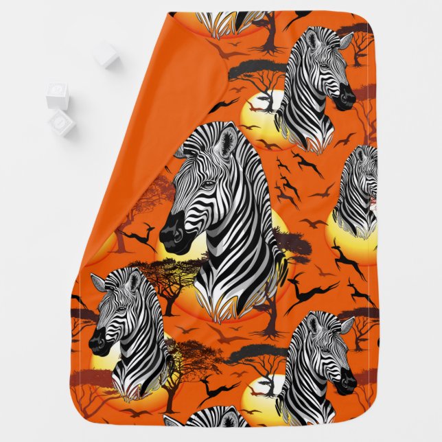 Zebra African Savanna Wild Animal Baby Blanket (In Situ)