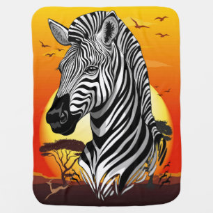 Zebra African Savanna Wild Animal Baby Blanket