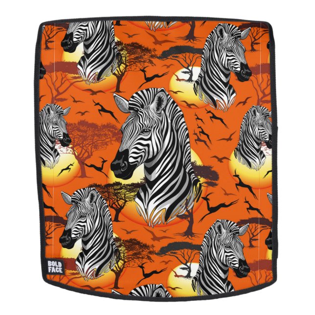Zebra African Savanna Wild Animal Backpack (Removable Face)