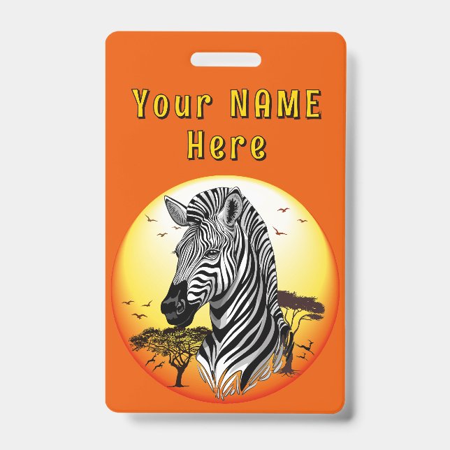 Zebra African Savanna Wild Animal Badge (Front)