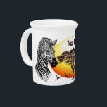 Zebra African Savanna Wild Animal Beverage Pitcher<br><div class="desc">The plains zebra occurs in six regional races, each with its own stripe pattern. All are distinct from the two other zebra species: the larger Grevy’s zebra (Equus grevyi) of northern Kenya, and smaller mountain zebra (Equus equus) of southwest Africa. Plains zebras are highly sociable: dominant stallions preside over harems...</div>