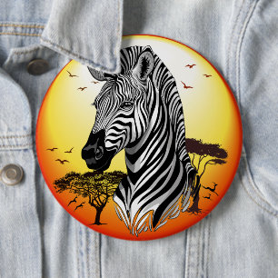 Zebra African Savanna Wild Animal Button