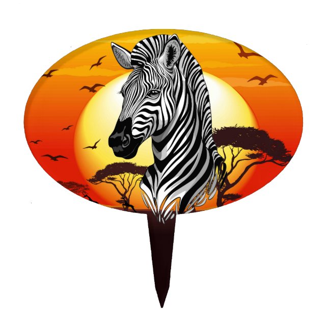 Zebra African Savanna Wild Animal Cake Topper (Front)