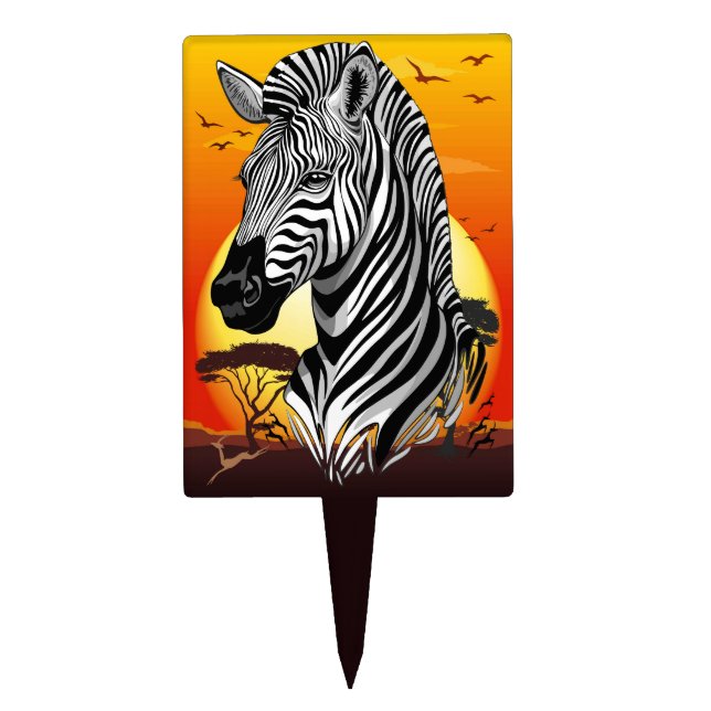Zebra African Savanna Wild Animal Cake Topper (Front)