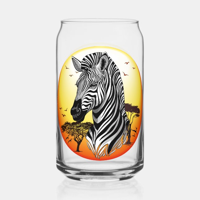 Zebra African Savanna Wild Animal Can Glass (Front)