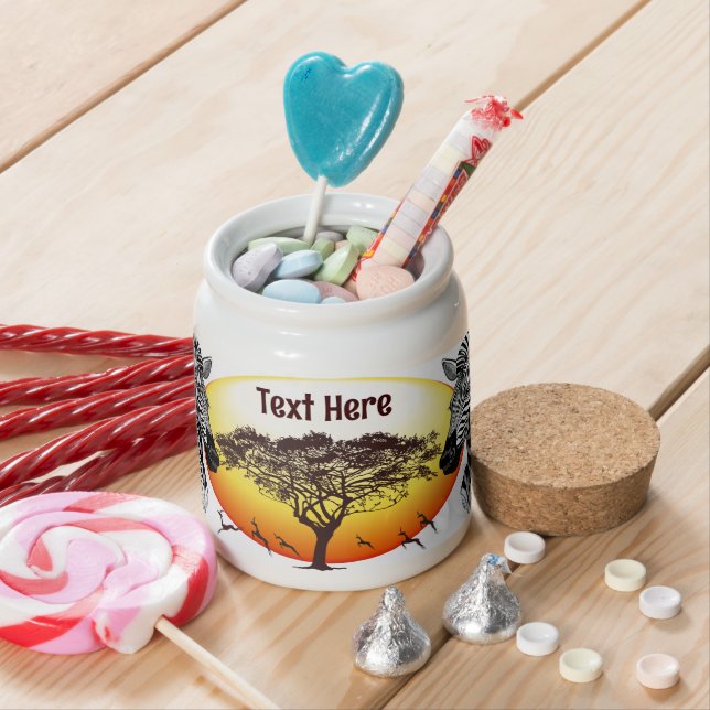 Zebra African Savanna Wild Animal Candy Jar (In Situ)