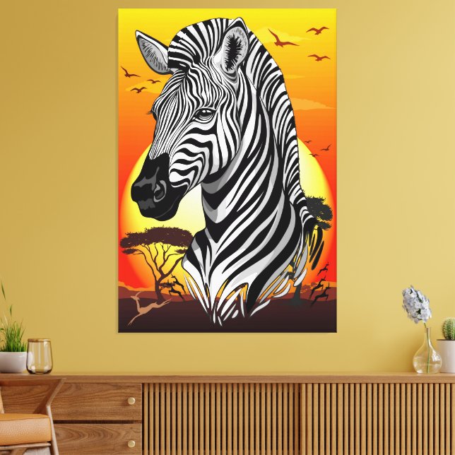 Zebra African Savanna Wild Animal Canvas Print (Insitu(LivingRoom))