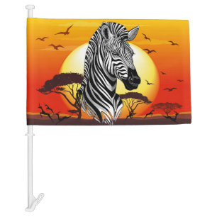 Zebra African Savanna Wild Animal Car Flag