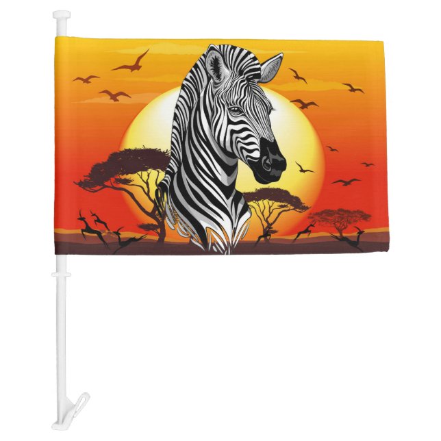 Zebra African Savanna Wild Animal Car Flag (Front)