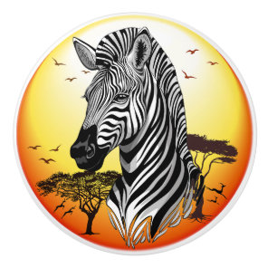 Zebra African Savanna Wild Animal Ceramic Knob
