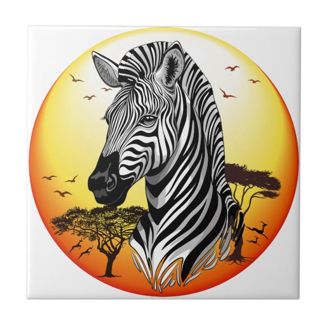 Zebra African Savanna Wild Animal Ceramic Tile (Front)