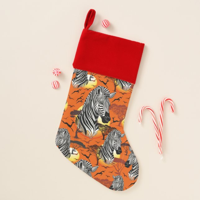 Zebra African Savanna Wild Animal Christmas Stocking (Front)