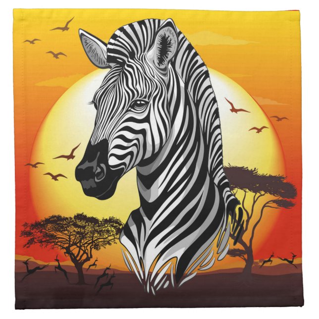 Zebra African Savanna Wild Animal Cloth Napkin (Front)