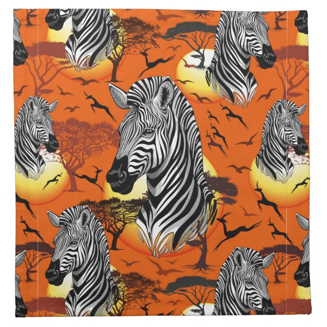 Zebra African Savanna Wild Animal Cloth Napkin (Front)