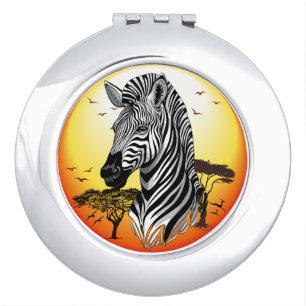 Zebra African Savanna Wild Animal Compact Mirror