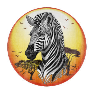 Zebra African Savanna Wild Animal Cutting Board