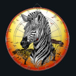 Zebra African Savanna Wild Animal Dart Board<br><div class="desc">The plains zebra occurs in six regional races, each with its own stripe pattern. All are distinct from the two other zebra species: the larger Grevy’s zebra (Equus grevyi) of northern Kenya, and smaller mountain zebra (Equus equus) of southwest Africa. Plains zebras are highly sociable: dominant stallions preside over harems...</div>