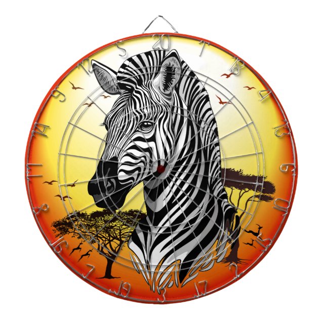 Zebra African Savanna Wild Animal Dart Board (Front)