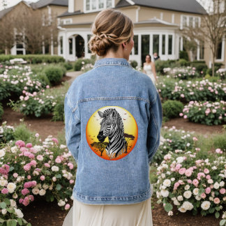 Zebra African Savanna Wild Animal Denim Jacket