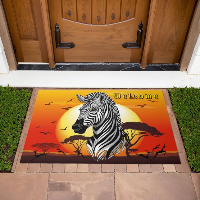 Zebra African Savanna Wild Animal Doormat (Outdoor)