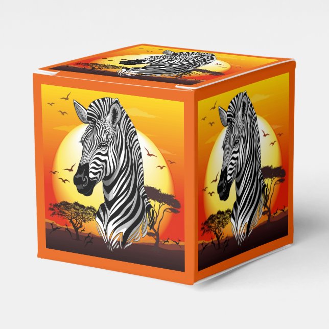Zebra African Savanna Wild Animal Favor Boxes (Front Side)