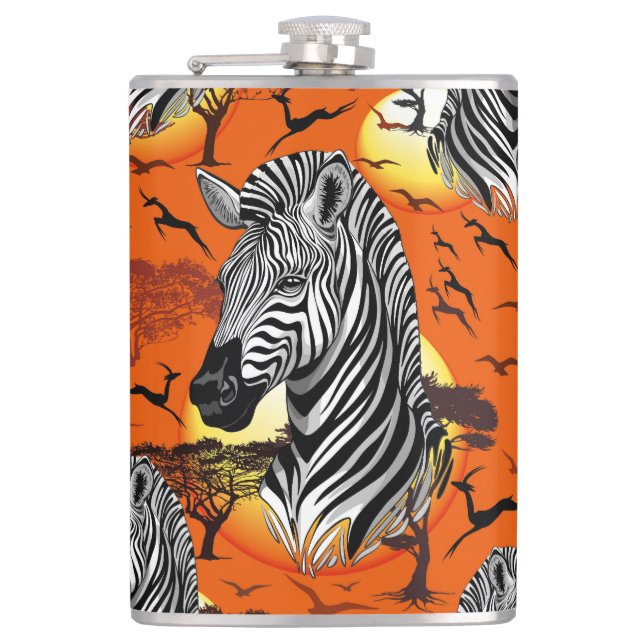 Zebra African Savanna Wild Animal Flask (Front)
