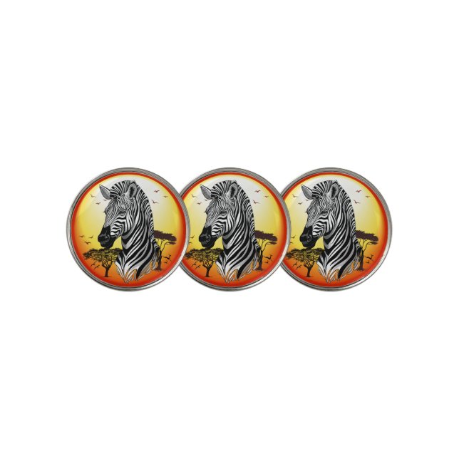 Zebra African Savanna Wild Animal Golf Ball Marker (3 Up)