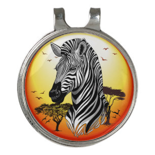 Zebra African Savanna Wild Animal Golf Hat Clip