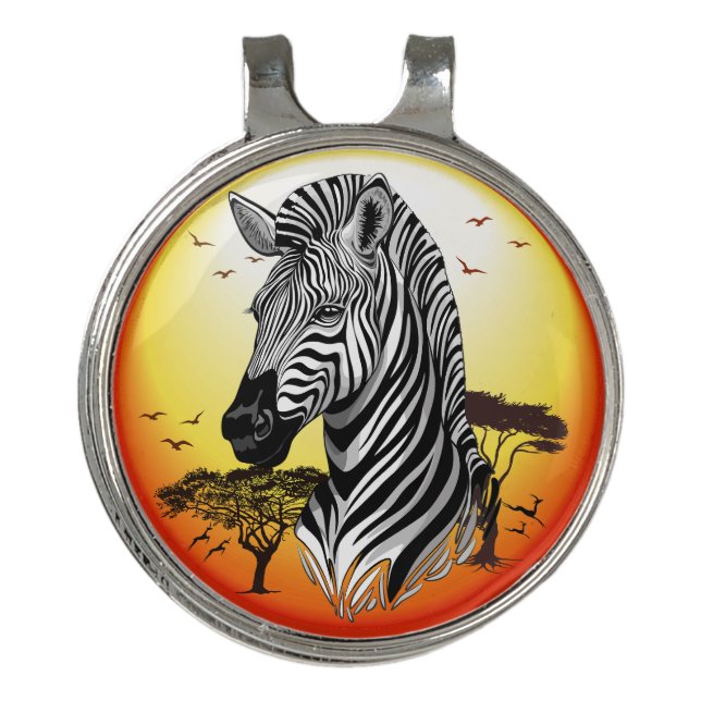 Zebra African Savanna Wild Animal Golf Hat Clip (Front)