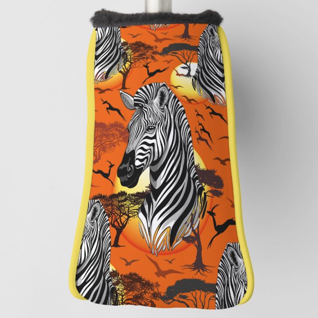 Zebra African Savanna Wild Animal Golf Head Cover (Rotate 90)