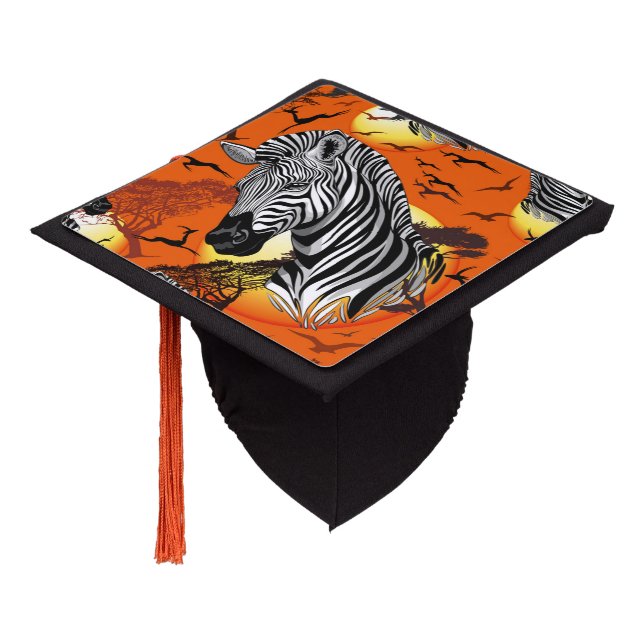 Zebra African Savanna Wild Animal Graduation Cap Topper (Angled)