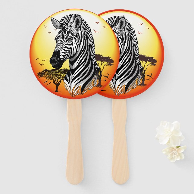Zebra African Savanna Wild Animal Hand Fan (Front and Back)