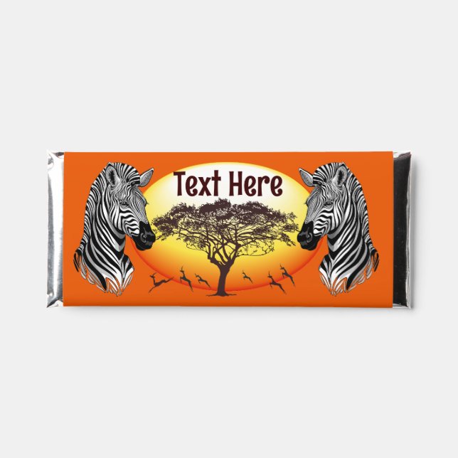 Zebra African Savanna Wild Animal Hershey Bar Favors (Front)