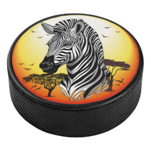 Zebra African Savanna Wild Animal Hockey Puck