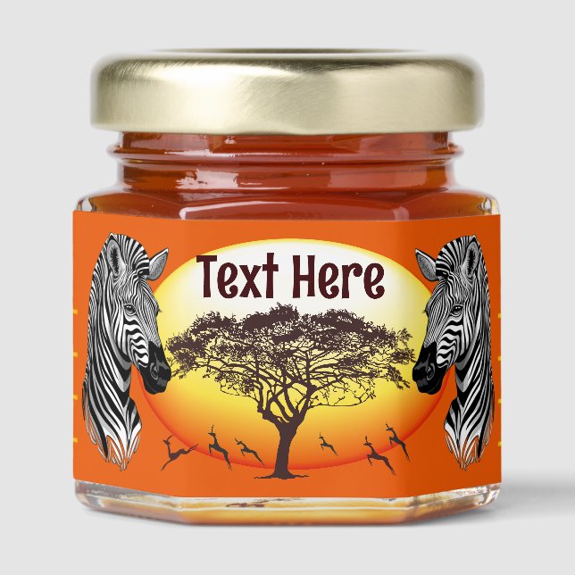 Zebra African Savanna Wild Animal Honey Jar Favors (Front)