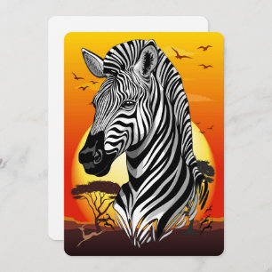 Zebra African Savanna Wild Animal Invitation