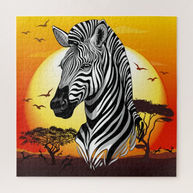 Zebra African Savanna Wild Animal Jigsaw Puzzle (Vertical)