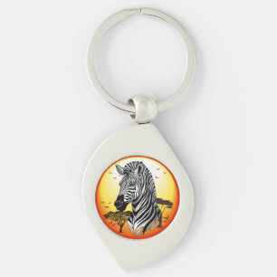 Zebra African Savanna Wild Animal Keychain